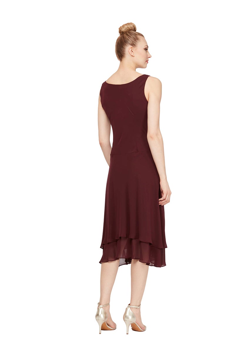 S.L. Fashions Women's Embellished Neckline & Shoulder, Mother of The Bride Jacket Dress (Petite and Regular Sizes), Fig, 16 - Image 5